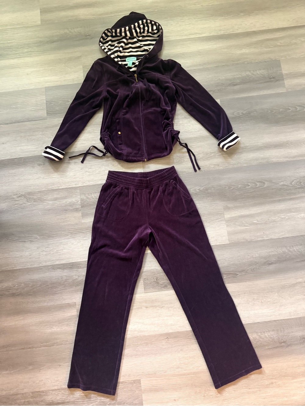 Silver Jeans Women's Velour Track Set in Deep Plum
